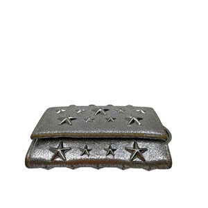Jimmy Choo Star Stud Silver Metallic Leather Key Case